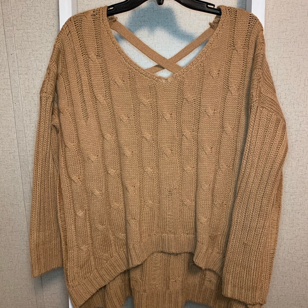 Hi-Lo Sweater with Criss Cross Back